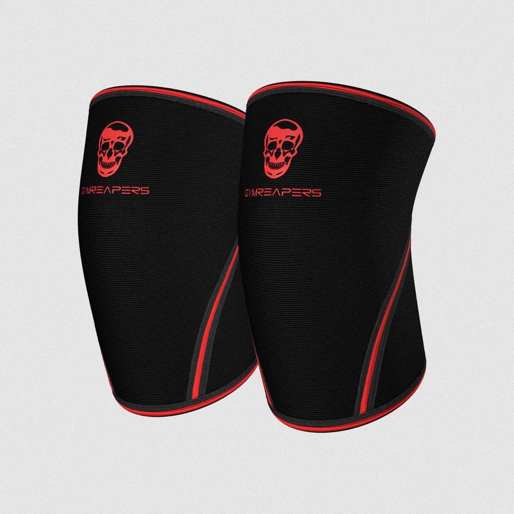 GYMREAPERS 7MM KNEE SLEEVES - BLACK/RED